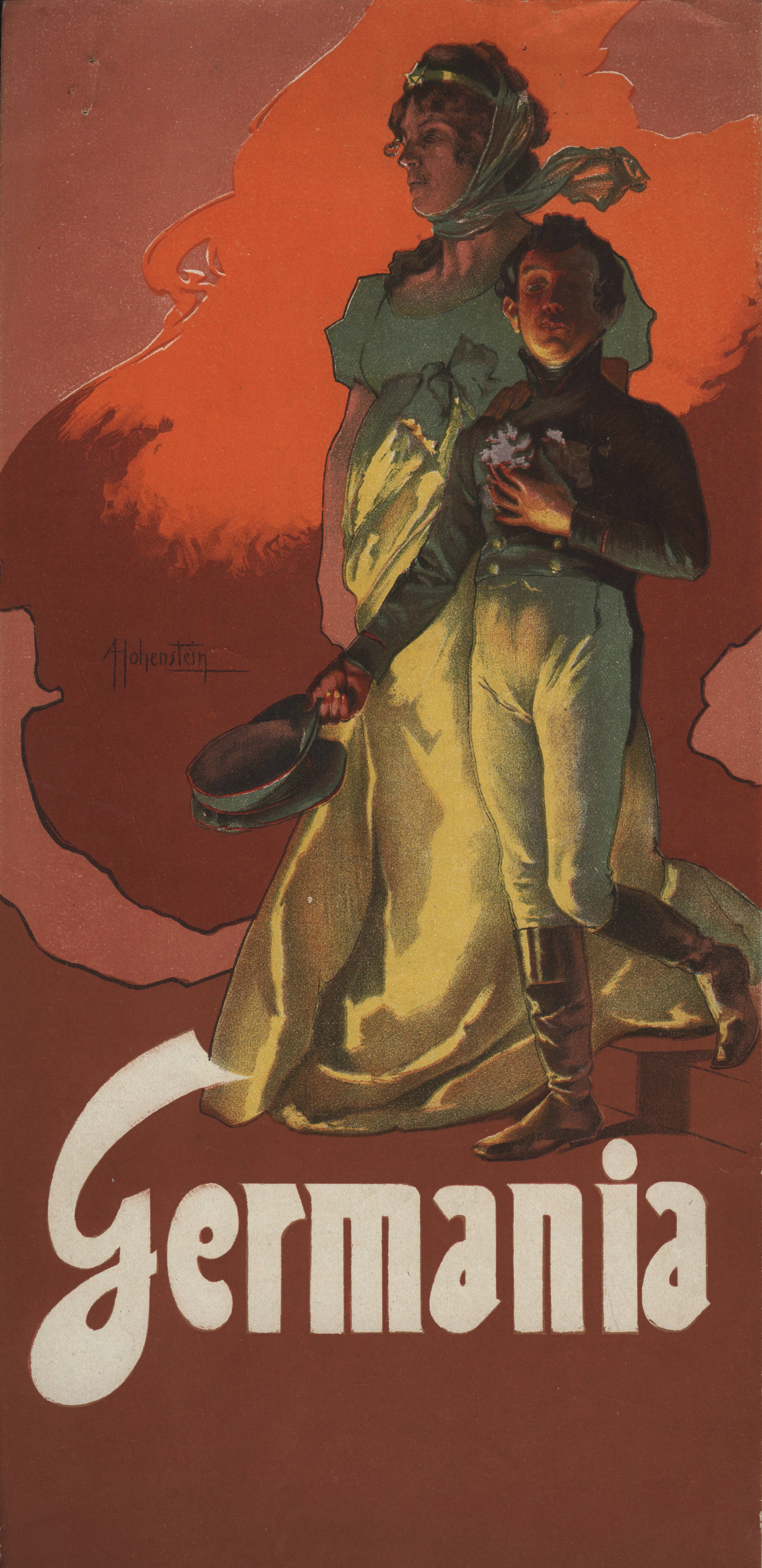 Cartoline di Germania illustrate da Leopoldo Metlicovitz, pubblicate da Ricordi per la prima esecuzione dell'opera